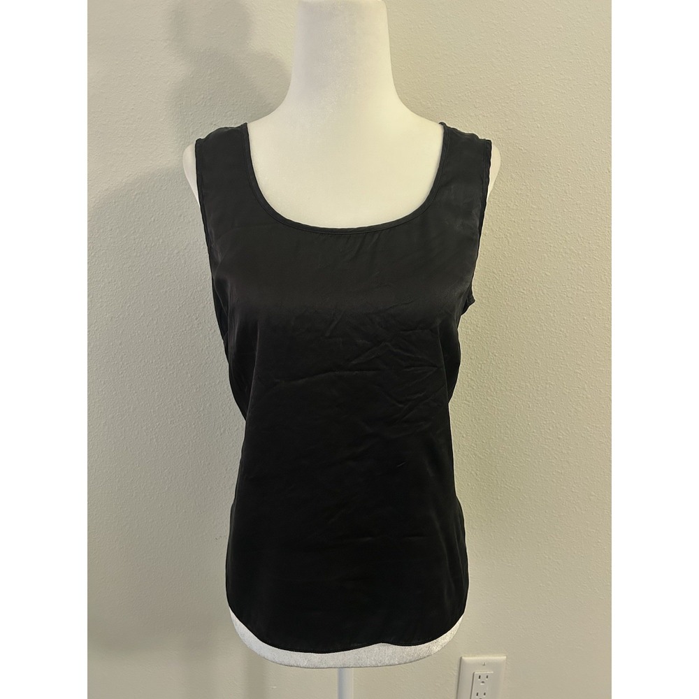 Talbots 100% Silk Black Tank Top 90s Minimalist Quiet Luxury Parisian